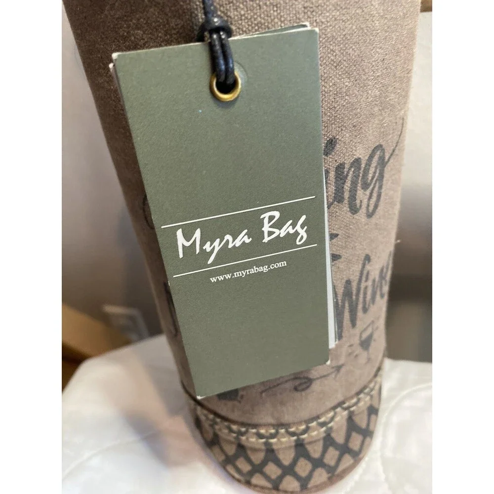 Myra Bag Leather Trim Wine/Bottle  Bag with Shoulder Strap Working Nine To Wine”